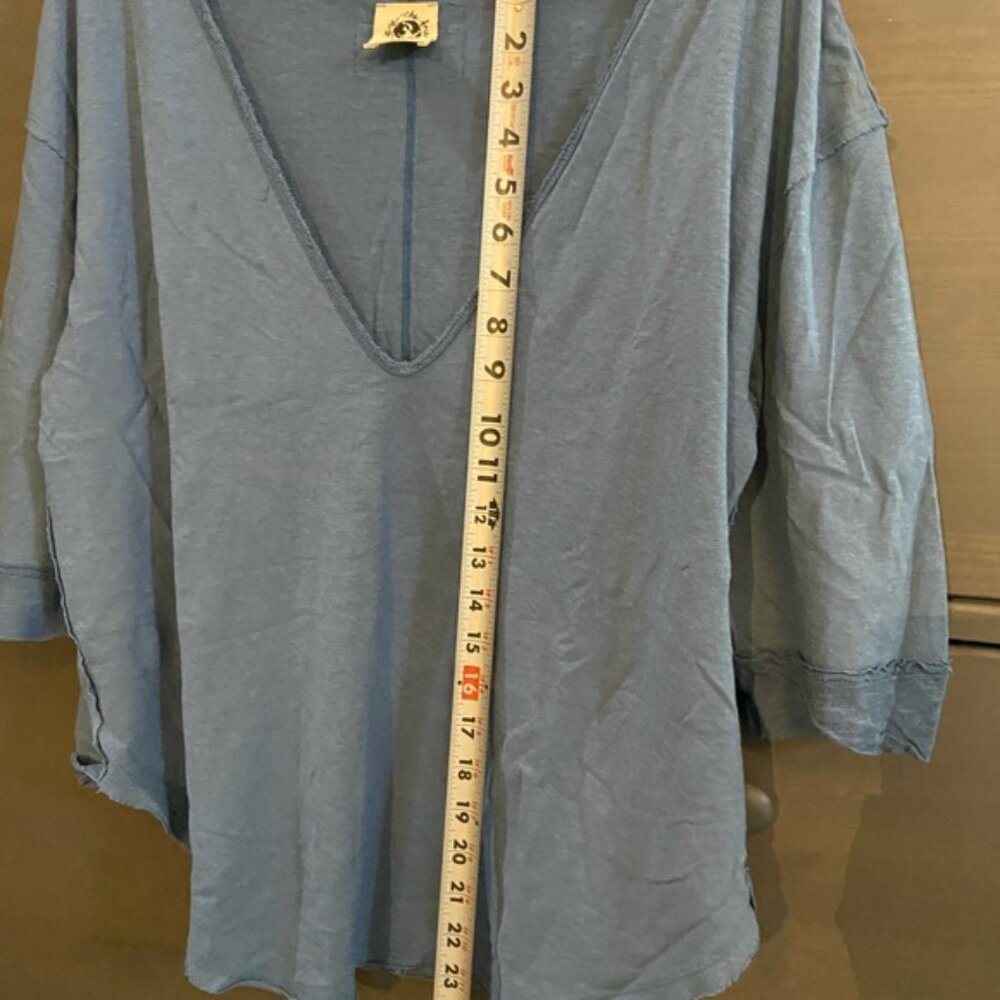 We The Free Deep Blue V-Neck Tee Free People